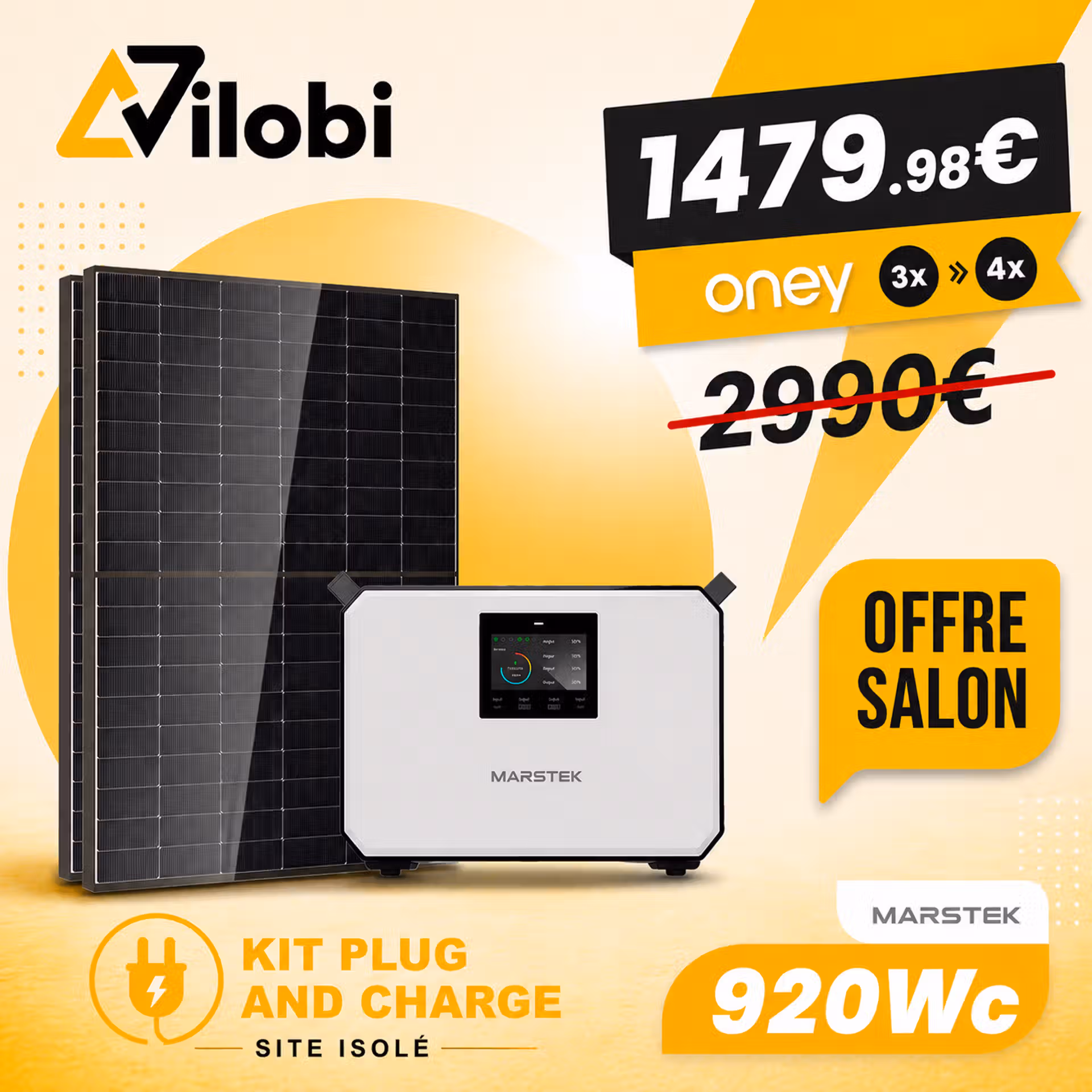 Kit Solaire 920W + Batterie 2,24 kWh - Site isolé